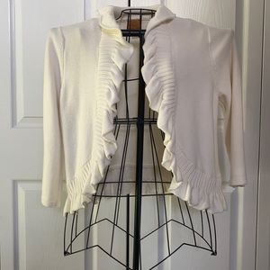 Off White Ruffled Cardigan Sweater